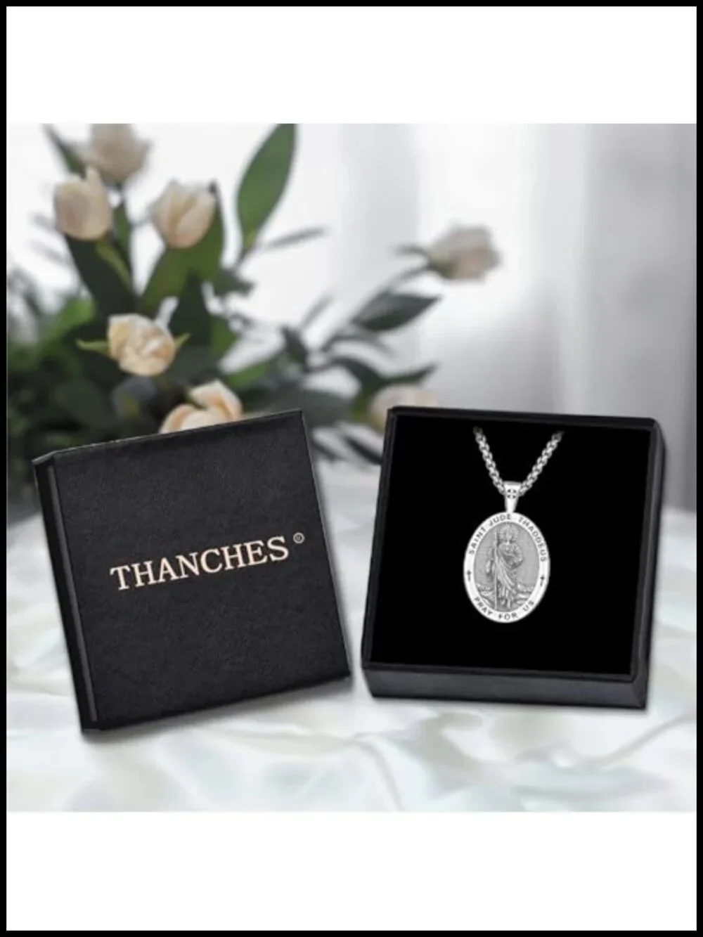 St Jude Thaddeus Medal Necklace 925 Sterling Silver Pendant Amulet Religious
